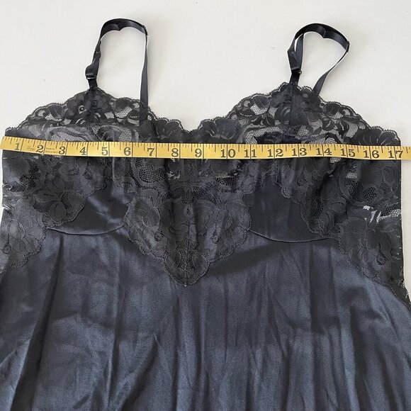 VTG JC Penney Black Lace Nylon Goth Lace Satin Nightgown Slip Dress Sz 38/L - Picture 6 of 8